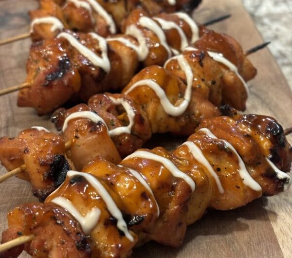 BBQ Buffalo Ranch Chicken Skewers